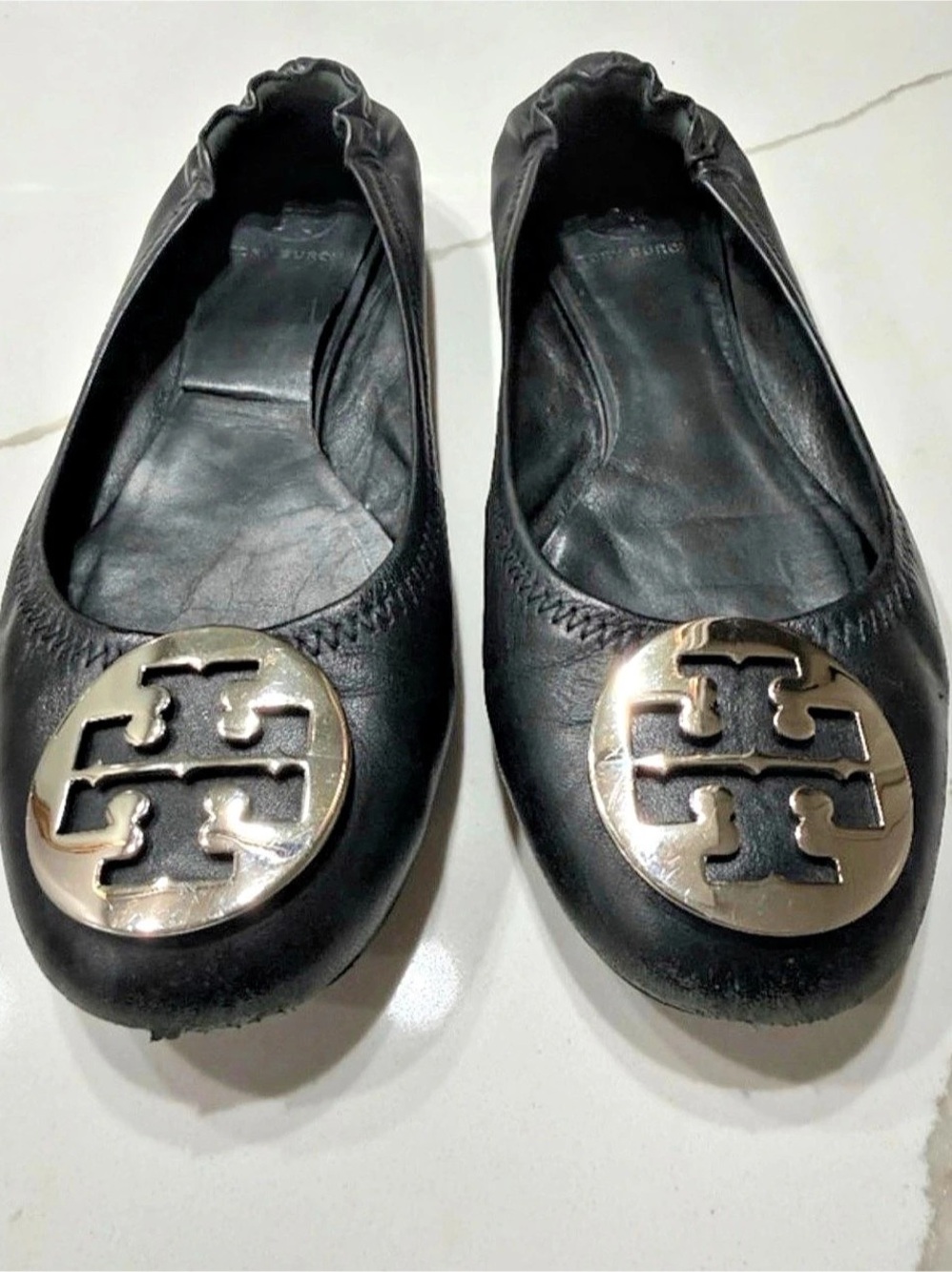Tory Burch Minnie Travel Ballet Flat Black Logo Flats